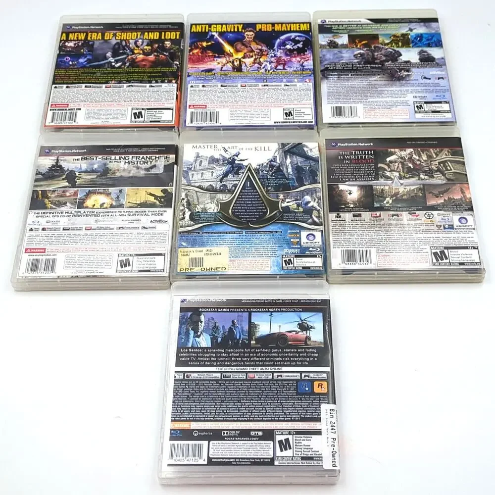 7 Sony PS3 Game Lot Borderlands Call of Duty Assassin's Creed Grand Theft Auto V